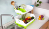 2 Tier Kitchen drip Tray Dish Plate Rack Storage Dryer Drainer Large Organizer