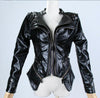 Vintage Hot Punk Grils Cool Rivet Studded Shoulder Motorcycle PU Coat Jacket