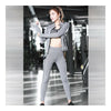 Breathable Woman Running Sports Fitness Yoga Clothes 3pcs Set   light grey
