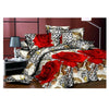 3d Fleur dessus de Lit / Couverture Bâche 4pc Set Coton Poncé 026