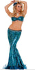 Sexy Blau Meerjungfrau Kostüm für Damen Erwachsene Halloween Party Cosplay Kleid