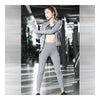Woman Running Sports Fitness Yoga Clothes 3pcs Set   light grey