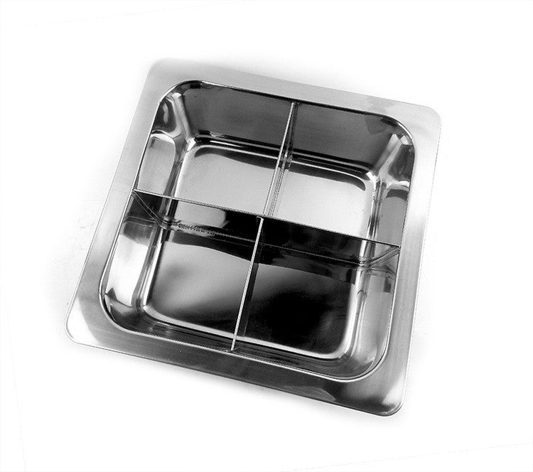 Special thick stainless steel fondue pots square wholesale non-magnetic grid there is no clear lattice duck pot soup pot factory direct   4 Cells - Mega Save Wholesale & Retail - 1