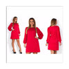 Spring Lantern Sleeve Pure Color Round Collar Dress Fat MM Big Size Woman Attire   red  L - Mega Save Wholesale & Retail