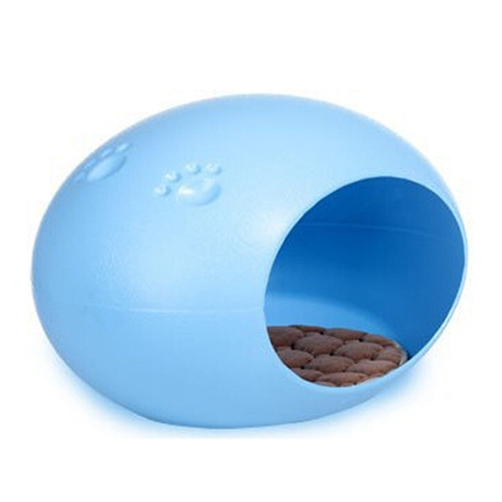 Cute Egg-Shaped Pet House Puppy Doggie Cat Small Animal Indoor Bed Cushion Mat Blue - Mega Save Wholesale & Retail