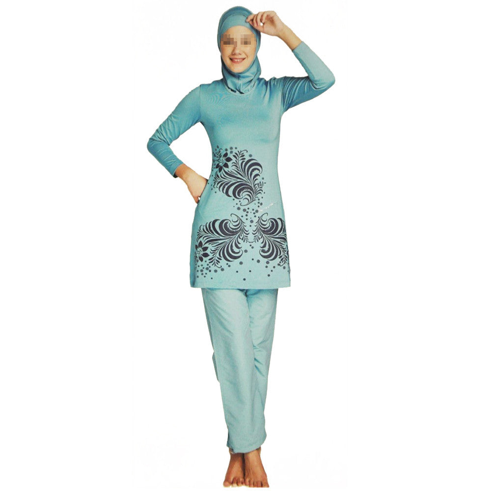 Muslim Swimwear Swimsuit Beach Burqini   blue   S - Mega Save Wholesale & Retail - 1