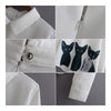 Lapel 3 Cats Long Sleeve All-match Pullover Shirt  S - Mega Save Wholesale & Retail - 3