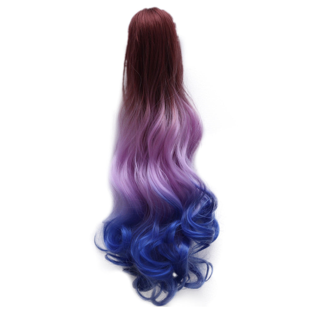 Gradient Ramp Claw Clip Horsetail Wig    2#dark brown light purple blue - Mega Save Wholesale & Retail - 1