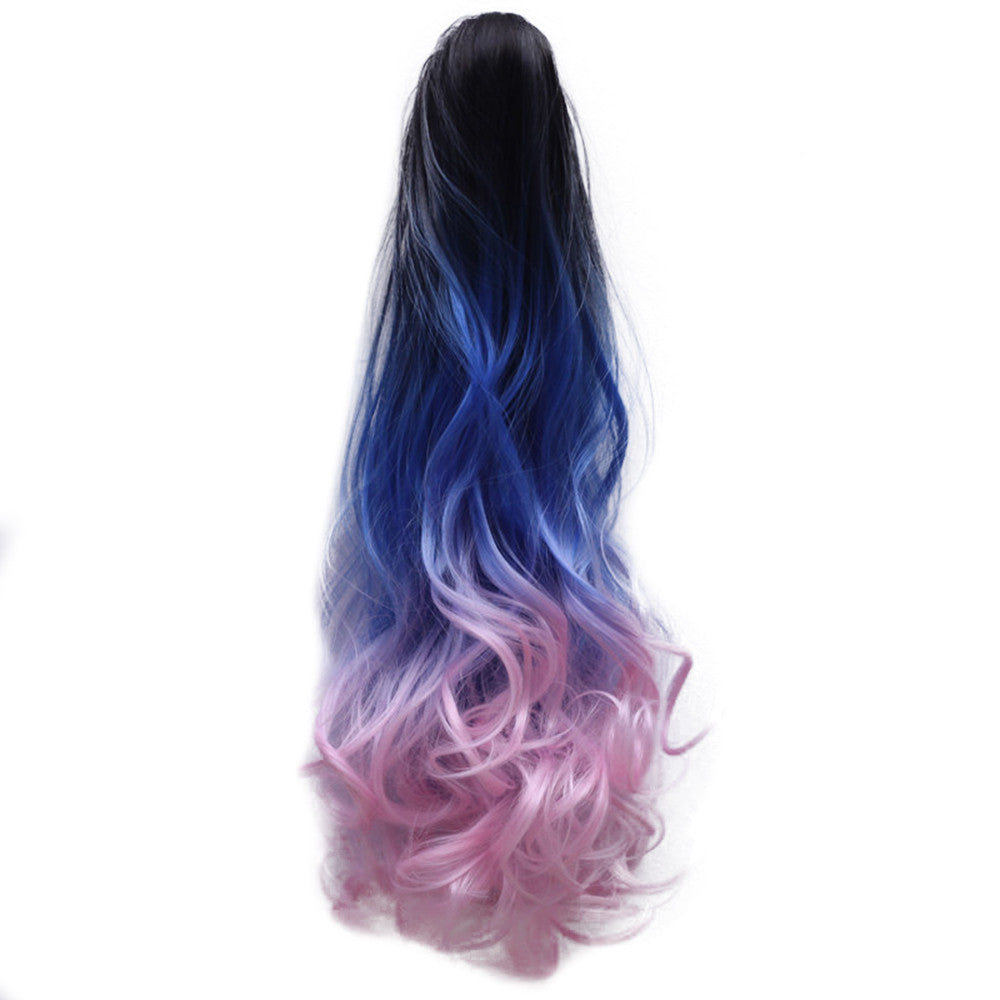 Gradient Ramp Claw Clip Horsetail Wig    5#black blue pink - Mega Save Wholesale & Retail - 1