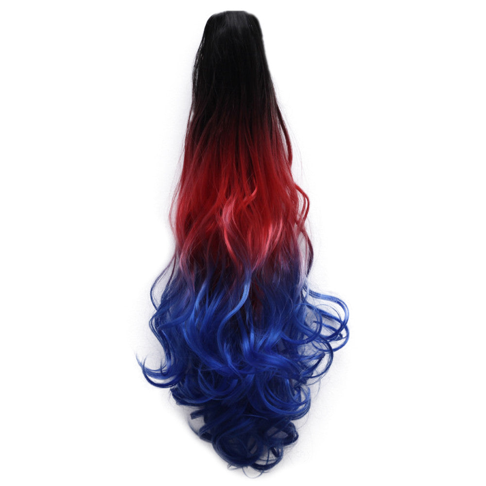 Gradient Ramp Claw Clip Horsetail Wig    6#black red blue - Mega Save Wholesale & Retail - 1