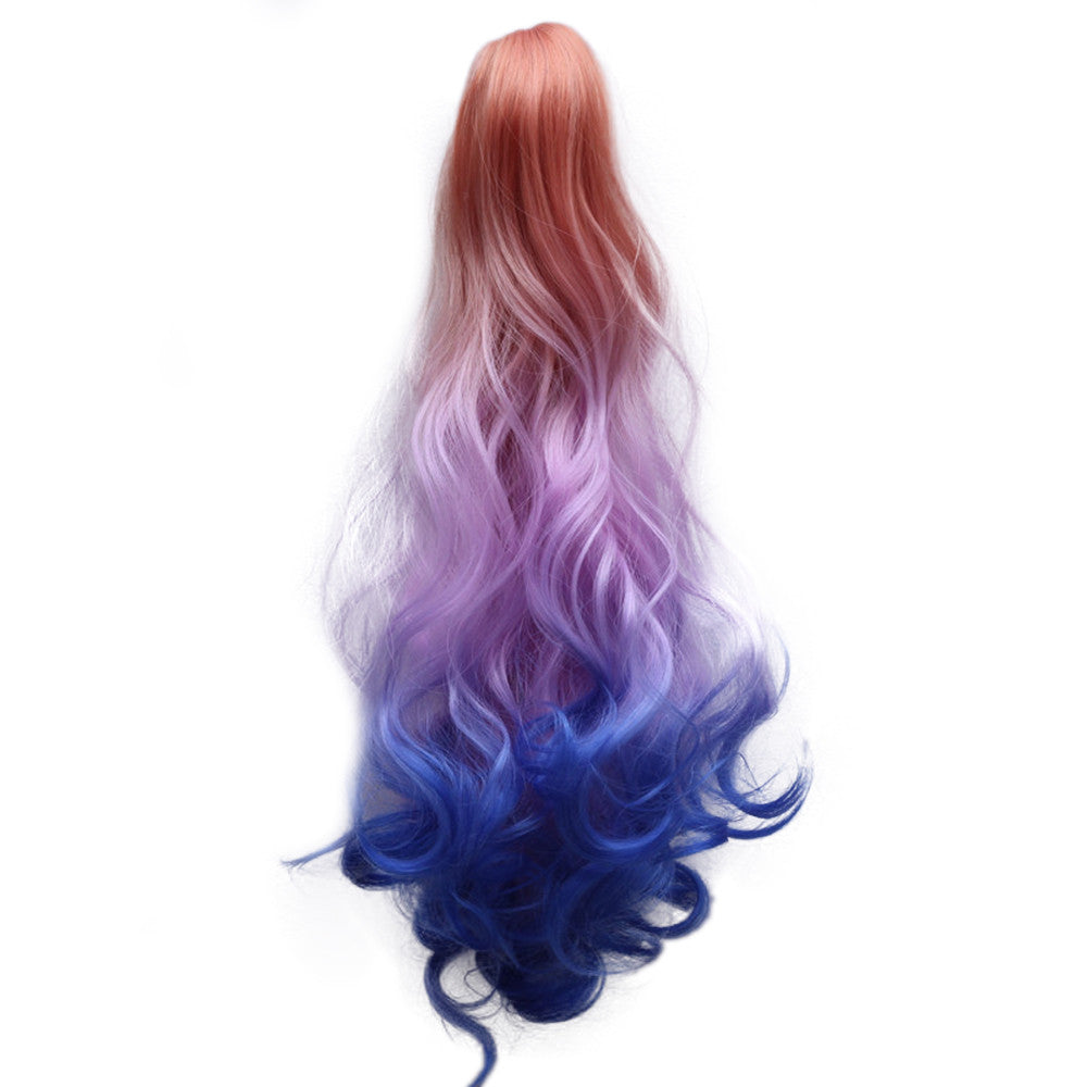 Gradient Ramp Claw Clip Horsetail Wig    9#golden light purple blue - Mega Save Wholesale & Retail - 1
