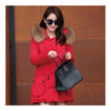 Winter Woman Fur Collar Down Coat Middle Long Warm   red   S - Mega Save Wholesale & Retail - 1