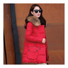 Winter Woman Fur Collar Down Coat Middle Long Warm   red   S - Mega Save Wholesale & Retail - 2