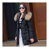 Winter Woman Fur Collar Down Coat Middle Long Warm   black   S - Mega Save Wholesale & Retail - 2
