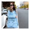 Winter Woman Fur Collar Down Coat Middle Long Warm   light blue   S - Mega Save Wholesale & Retail - 2