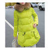 Winter Woman Fur Collar Down Coat Middle Long Warm   fluorescent yellow   S - Mega Save Wholesale & Retail - 2