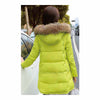 Winter Woman Fur Collar Down Coat Middle Long Warm   fluorescent yellow   S - Mega Save Wholesale & Retail - 3