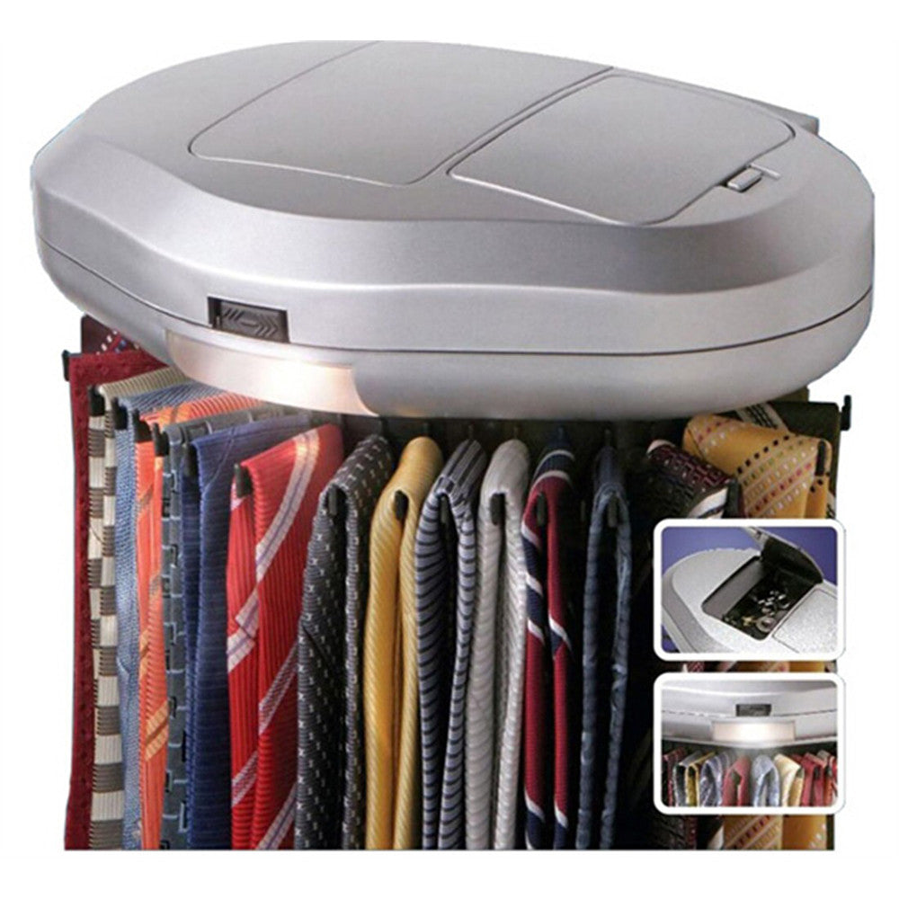 Tie Belt Necktie rotates Revolving  Hanger hang Organizer Closet Mounted Rack Holder With LED - Mega Save Wholesale & Retail - 1