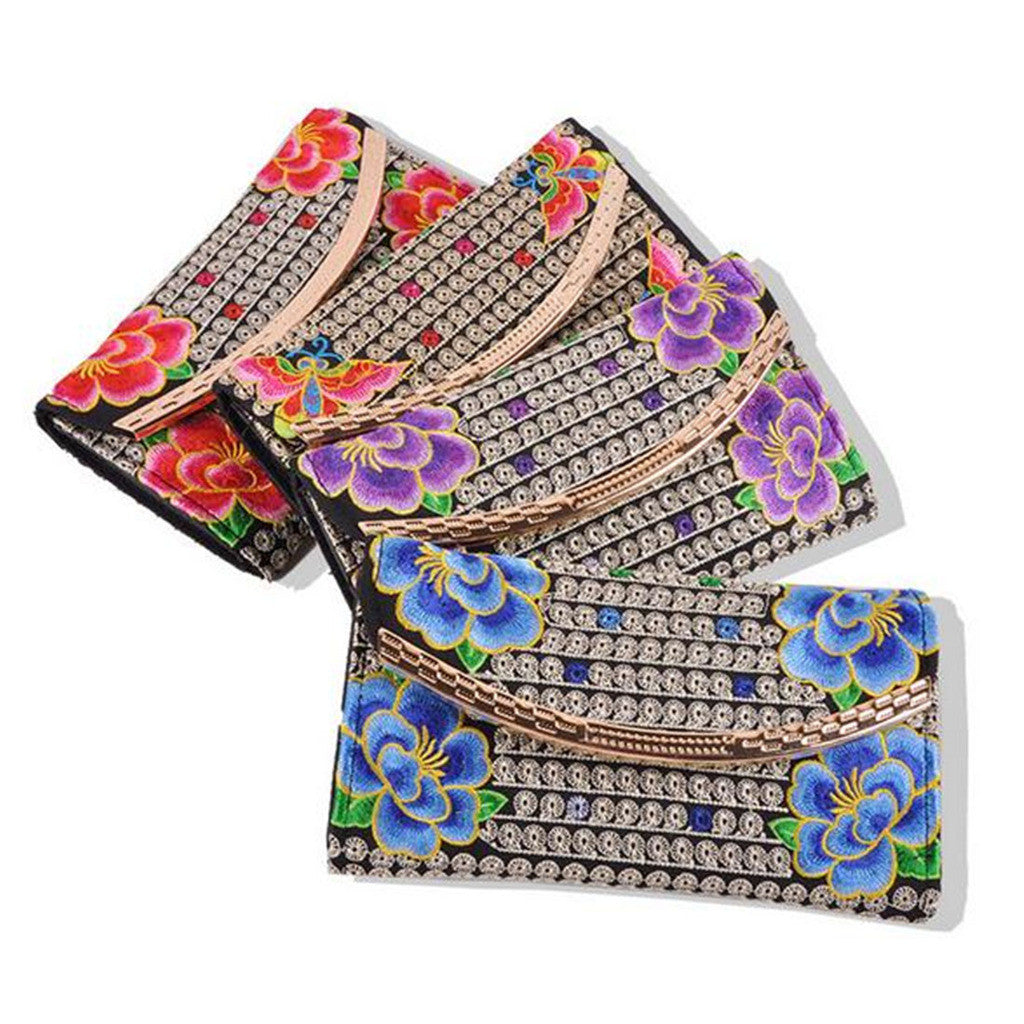 Yunnan National Style Embroidery Woman's Evening Banquet Bag Handbag Chinese Style Flower Banquet Bag   4 flowers random - Mega Save Wholesale & Retail - 1