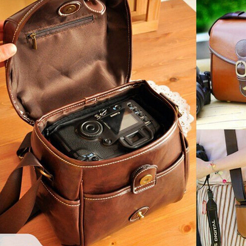 Leather canon shop camera bag