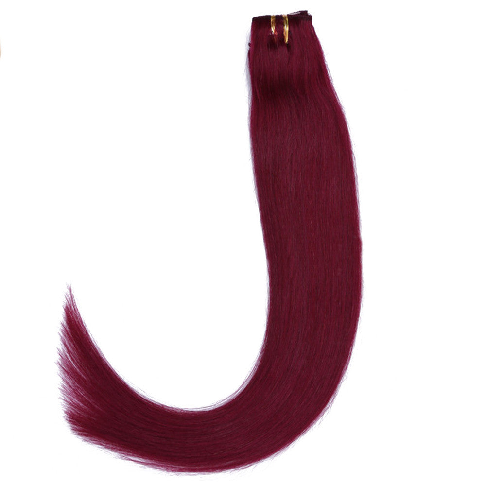 Human Hair Invisible Hair Extension Wig   Burg# wine red