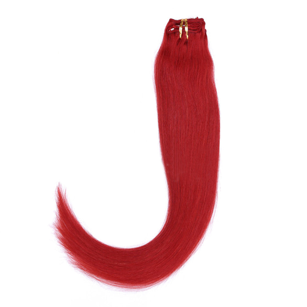 Human Hair Invisible Hair Extension Wig   Red# bright red  