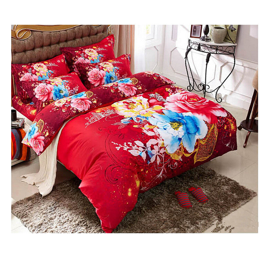 Cotton Active floral printing Quilt Duvet Sheet Cover Sets 1.5M/1.8M Size 56 - Mega Save Wholesale & Retail