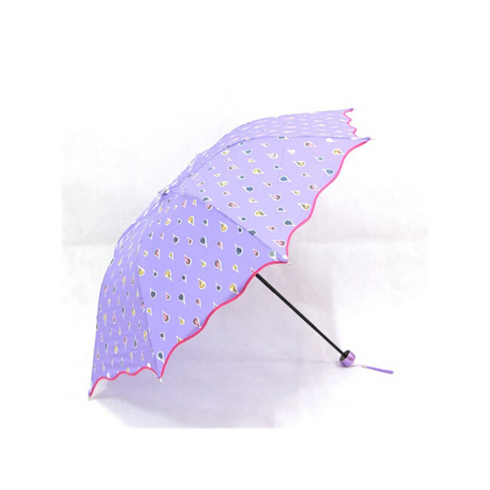 Fashion umbrella Color Changing Water Activated Windproof Princess Folding Umbrella Blue - Mega Save Wholesale & Retail - 4