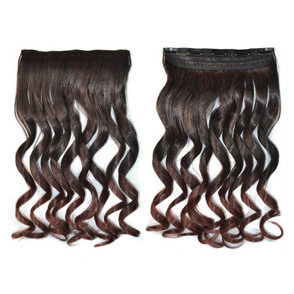 Hair Extension Gradient Ramp Wave Curled Wig     black dark brown 5C2-1BT33#