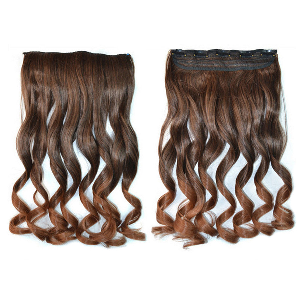 Hair Extension Gradient Ramp Wave Curled Wig     brown black light brown 5C2-4T30#