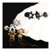 Men's titanium steel plating gold earrings personalized earrings simple hollow hexagram birthday gift GE309    BLACK - Mega Save Wholesale & Retail - 4