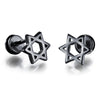 Men's titanium steel plating gold earrings personalized earrings simple hollow hexagram birthday gift GE309    BLACK - Mega Save Wholesale & Retail - 1