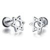 Men's titanium steel plating gold earrings personalized earrings simple hollow hexagram birthday gift GE309   WHITE - Mega Save Wholesale & Retail - 1