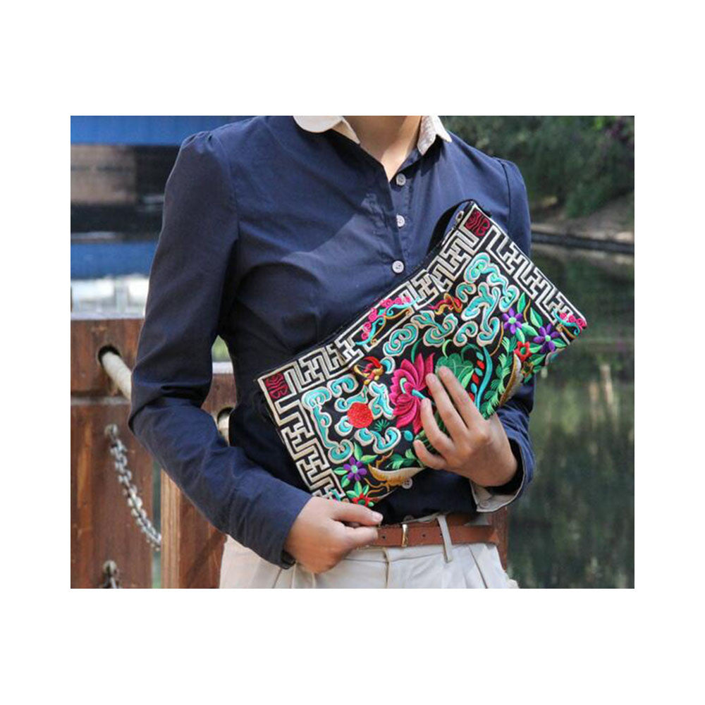 Original Yunnan Featured National Style Embroidery Bag Zipper Cotton Single-shoulder Bag Handbag Messenger Bag     1 - Mega Save Wholesale & Retail - 7