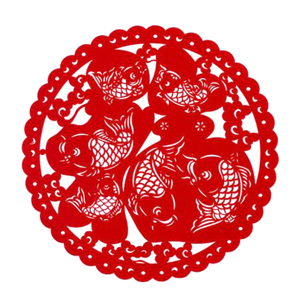 Flocking Paper-cut for Window Decoration 1pair 6 Fish Happiness - Mega Save Wholesale & Retail