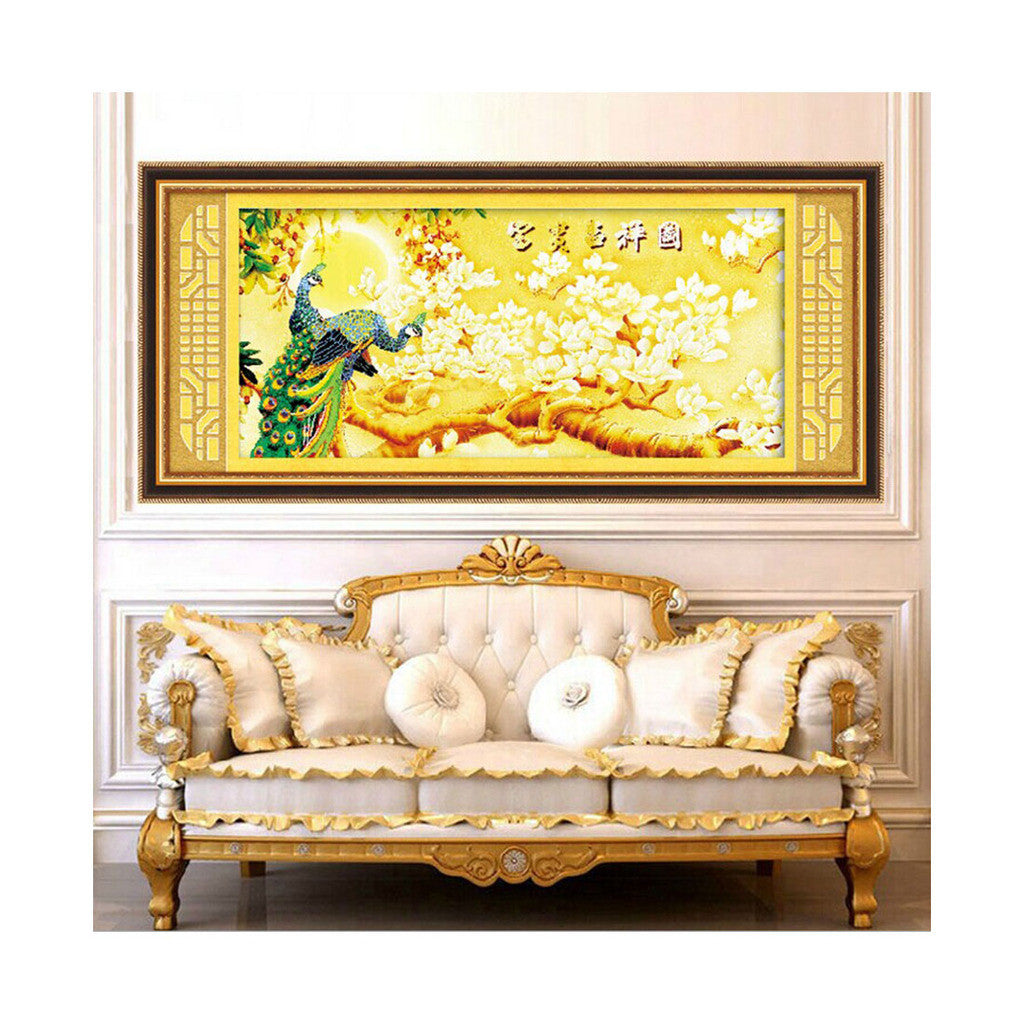 Diamond Painting Diamond Stitch 5D Wealth and Auspacious Living Room Round Diamond Paste Cross Stitch Peacock Magnolia Denudata - Mega Save Wholesale & Retail