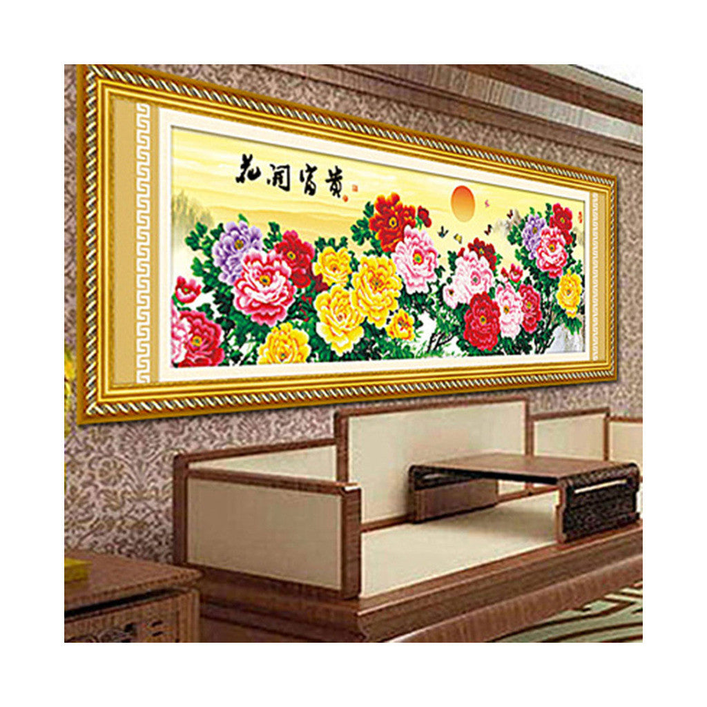 5D Printing Cross Stitch Living Room Magic Cube Diamond Painting Fortune comes with Blooming flowers Auspacious Auspacious Peony - Mega Save Wholesale & Retail