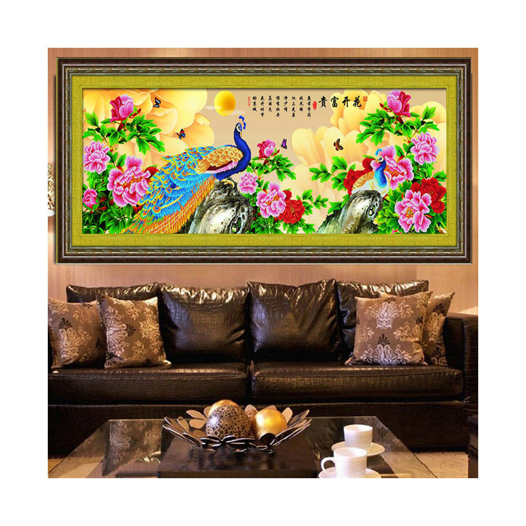 Diamond Painting Fortune Comes with Blooming Flowers Peacock Living Room Diamond Stitch Diamond Paste Cross Stitch - Mega Save Wholesale & Retail