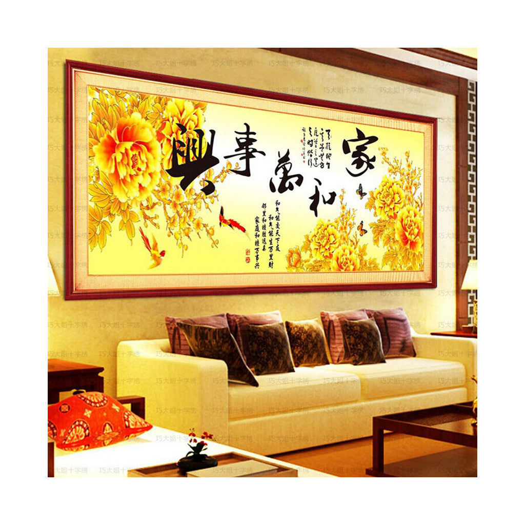 Diamond Painting Diamond Paste Cross Stitch Living Room Round Diamond Harmony Brings Wealth Peony - Mega Save Wholesale & Retail