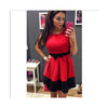 Spring Summer Round Color Sleeveless Contrast Color Splicing Waisted Slim Dress L78813  red - Mega Save Wholesale & Retail - 1