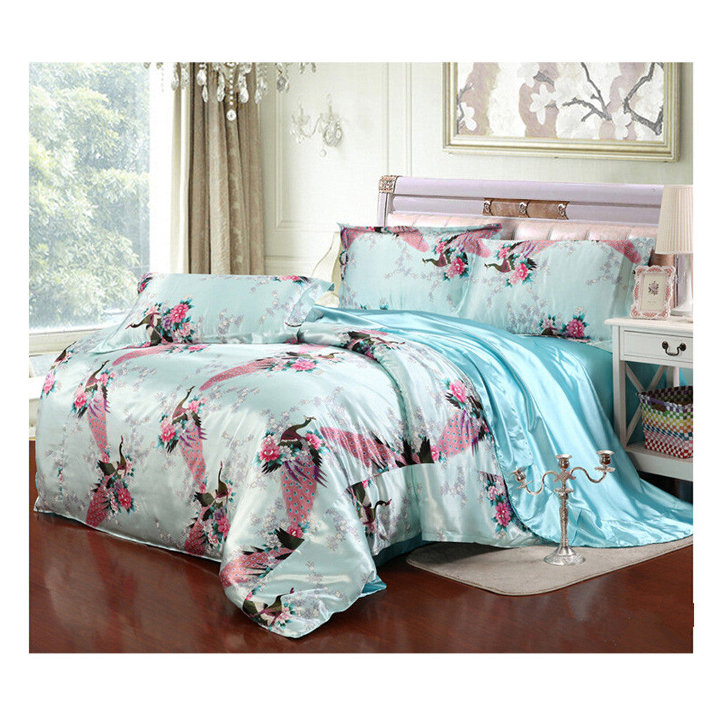 Silk King Queen Double Size Silk Duvet Quilt Cover Sets Bedding Cover Set  09 - Mega Save Wholesale & Retail