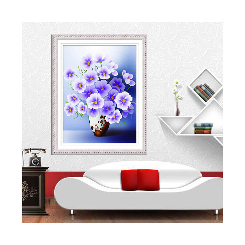 5D Magic Cube Diamond Purple Flower Butterfly Diamond Painting Oil Painting Vase Cross Stitch Living Room Dining Room Diamond Paste - Mega Save Wholesale & Retail