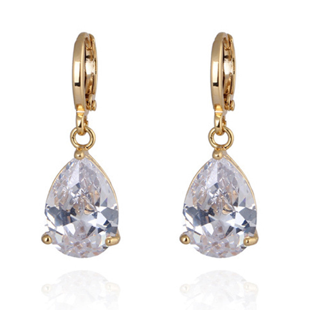 Water-drop Zircon Earrings    A white - Mega Save Wholesale & Retail - 1