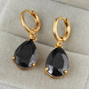 Water-drop Zircon Earrings   A black - Mega Save Wholesale & Retail - 3