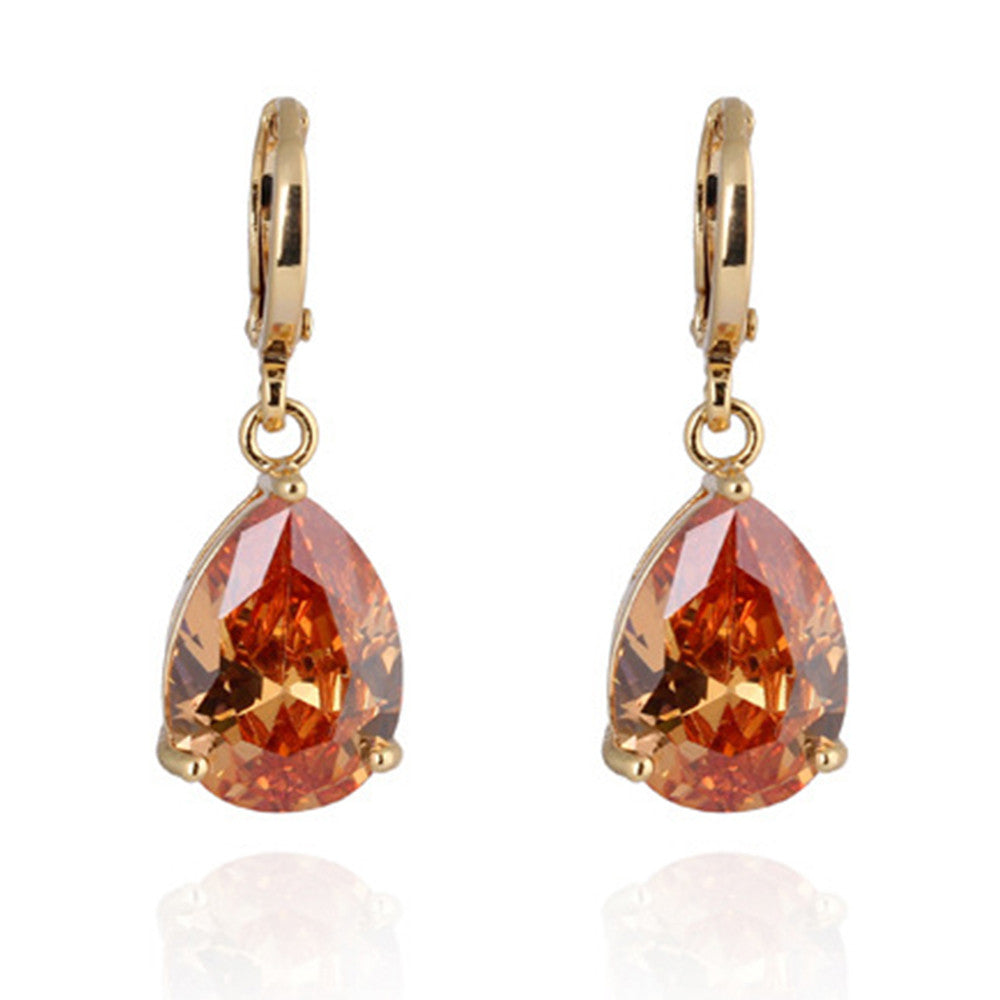 Water-drop Zircon Earrings    A champagne - Mega Save Wholesale & Retail - 1