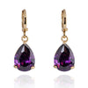 Water-drop Zircon Earrings   A purple - Mega Save Wholesale & Retail - 1
