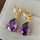 Water-drop Zircon Earrings   A purple - Mega Save Wholesale & Retail - 3