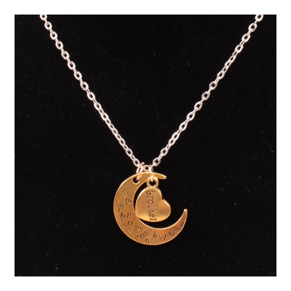 X329 love Valentine's Day love couple of European and American moon necklace ebay jewelry supply   GOLDEN BROTHER - Mega Save Wholesale & Retail - 1