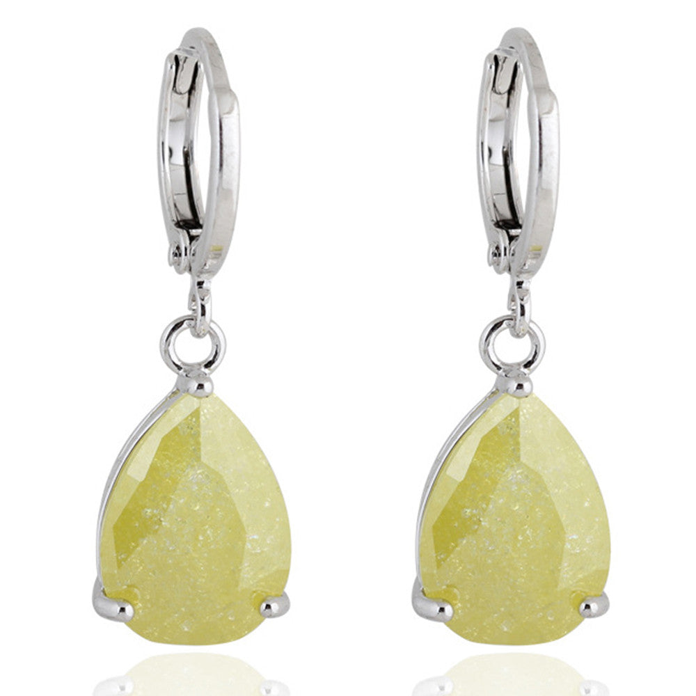 Water-drop Zircon Earrings    B yellow - Mega Save Wholesale & Retail - 1