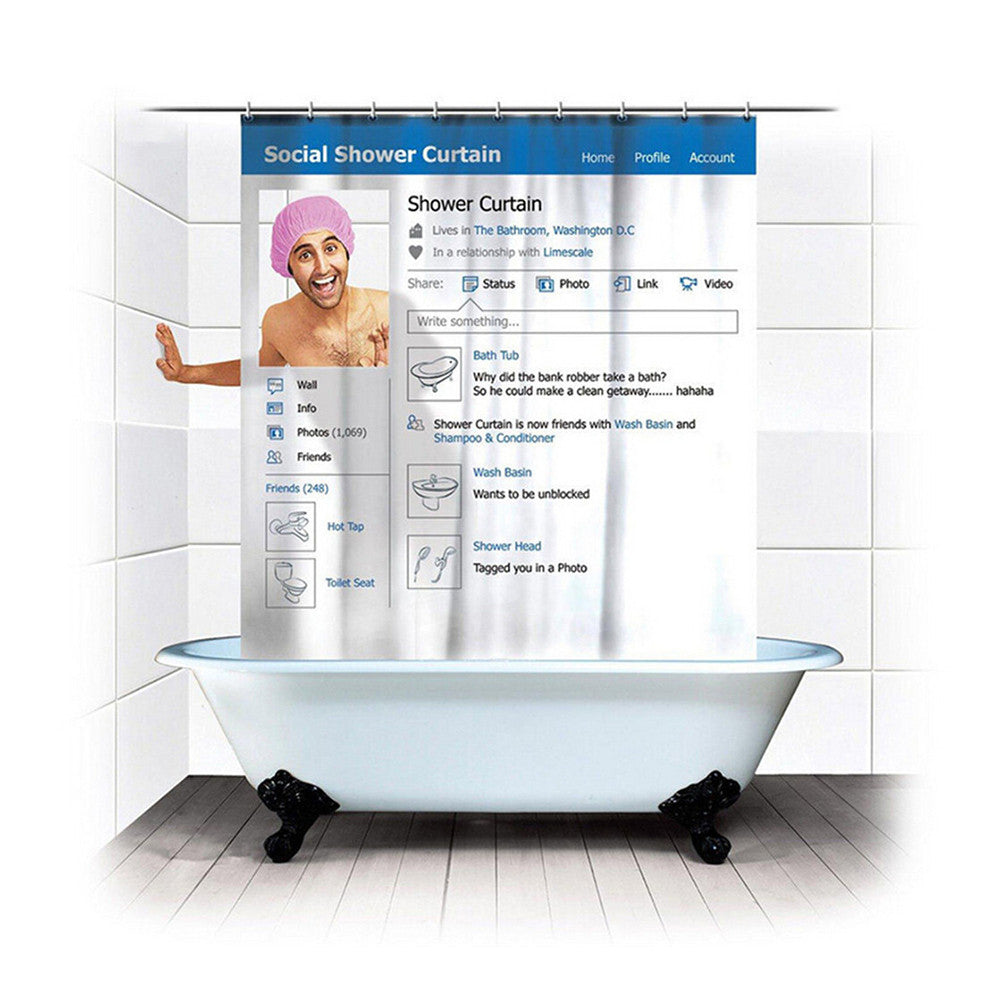 Blue page  Waterproof Bathroom Fabric Shower Curtain Liner 12 Hooks - Mega Save Wholesale & Retail